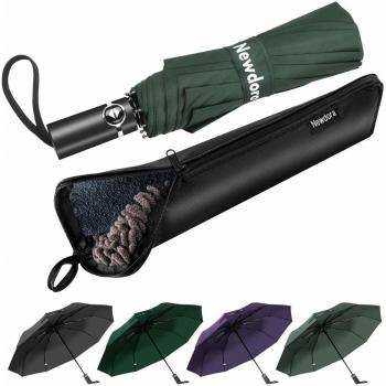 Newdora Paraguas Plegable Automático Impermeable 10 Armazones de Metal Compacto Resistencia contra Viento para Viaje para Hombres y Mujeres