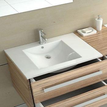 Lavabo empotrado Rea Dafne 75, dimensiones 75 cm, material cerámico, acabado blanco brillante, diseño moderno y minimalista, instalación empotrada