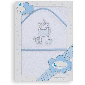 Interbaby 01188-11 - Capa de baño UNICORNIO blanco y azul, unisex