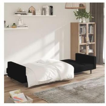 Sofá cama de 2 plazas en tela microfibra negra vidaXL