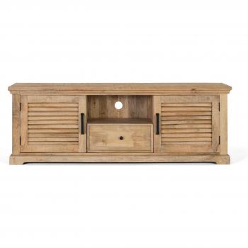 Mueble televisor de madera maciza de mango con 2 puertas y 1 cajón, dimensiones 170x60x40 cm