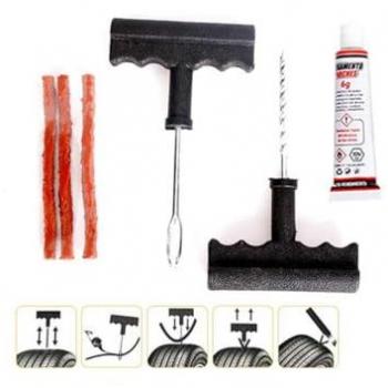 Kit de Reparación de Pinchazos para Todo Tipo de Neumáticos - Incluye 6 accesorios de reparación, herramientas para automóviles, bicicletas, motos y vehículos con neumáticos de goma