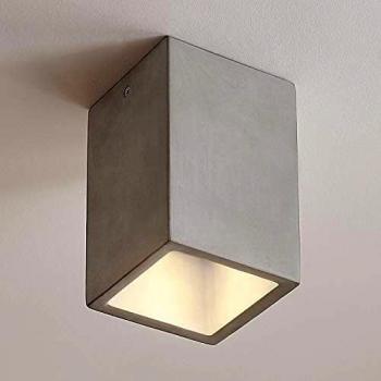 Lámpara de techo moderna Gerda de hormigón angular, dimmable, GU10, color betongray