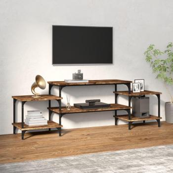 Mueble para TV de madera contrachapada en roble ahumado 157x35x52 cm