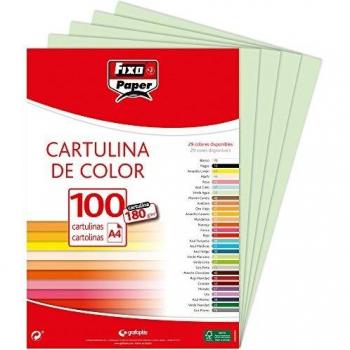 Fixo Paper 11110420 – Paquete de cartulinas A4 – 100 unidades color verde, 180g