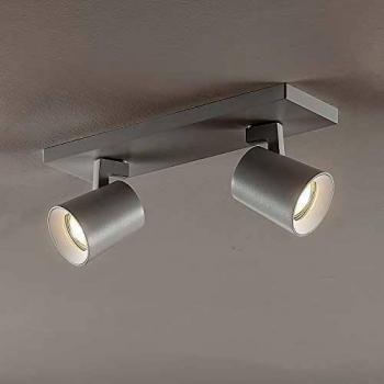 Foco de techo moderno Arcchio Iavo, angular blanco, 2 luces, hecho de metal, para pasillos, con casquillo GU10