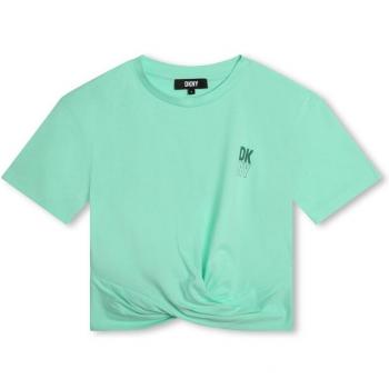 Camiseta de niña DKNY de algodón con nudo frontal, modelo D60087_72B, de manga corta