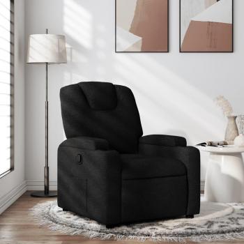 Sillón reclinable de tela negro con características de comodidad, diseño ergonómico, múltiples posiciones de reclinado, tapizado en tela suave y fácil limpieza