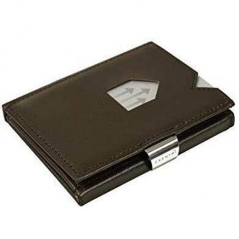 Cartera de Cuero con Tres Pliegues EXENTRI - Bloqueo RFID con Clip de Cierre de Acero Inoxidable
