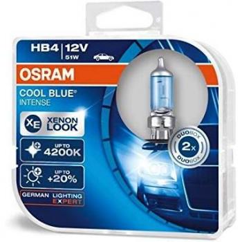 Osram 9006CBI-HCB Cool Blue Intense HB4 Lámpara Halógena de Faros, 4200K, 2 piezas