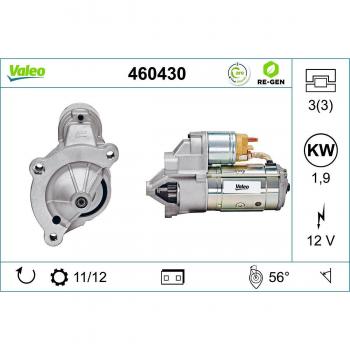 Motor de arranque VALEO 460430 para CITROËN: C4, C4 Picasso, C5, C8, Jumper, Xsara, Jumpy, DS5, DS4, SpaceTourer, C