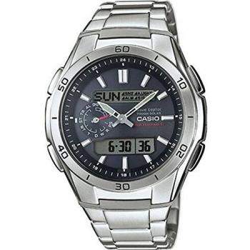 Casio WAVE CEPTOR Reloj Radiocontrolado y solar, Caja de acero inoxidable y resina, Negro, para Hombre, con Correa de Acero inoxidable, WVA-M650D-1AER