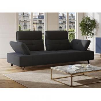 Sofá 3 plazas tela 3D gris antracita con respaldo reclinable avanzado-retrocedido MERCOTA