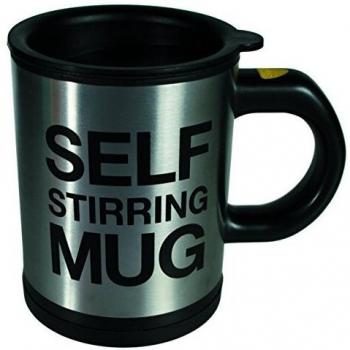 Taza de acero anti-oxidable y plástico, con función de automezclador automática