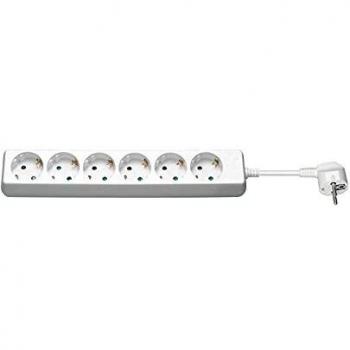 Regleta de enchufes múltiples Goobay 6 Tomas con protección infantil y cable de 1,5m, 3500W/16A/230V, color blanco