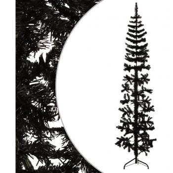vidaXL Slim Artificial Half Christmas Tree with Stand Black 210 cm