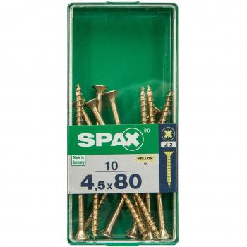 Spax Tornillos para Madera Cabeza Plana Pozidriv Yellox 4,5 x 80 mm - Paquete de 10 Unidades