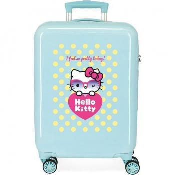Maleta de Cabina Infantil Hello Kitty Pretty Glasses Rígida Azul/Verde 34L