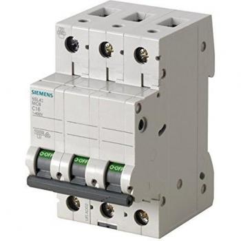 Interruptor automático Siemens 3 polos, 6A, Curva Tipo C, Poder de corte 10 kA, modelo 5SL4306-7, serie SENTRON, Montaje en Carril DIN