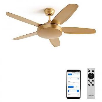 Ventilador de Techo Silencioso 40W Ø132 cm Cobre con Wi-Fi, 6 Velocidades y Función Verano/Invierno