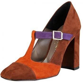 Made in Italia Giorgia Brown Synthetic Leather Buckle Pumps, Size 7 US