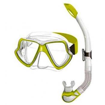 Mares 411779 411779-Kit Mascara y Tubo Snorkel Buceo Wahoo Neon Color Am/Bl/TR, Adultos Unisex