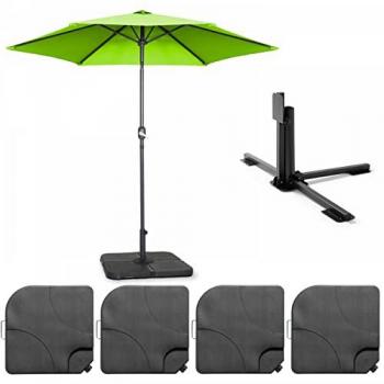 Parasol Basculante de 3 m con 4 Losas Rellenables y Pesadas Color Verde