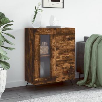 Aparador de madera de ingeniería 69,5x34x90 cm en color roble ahumado, mueble de almacenaje para salón, buffet y armario auxiliar