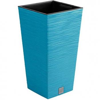 Macetero FURU con Depósito de 37L, Diseño en Cemento, 39.5x39.5x75.5 cm, Color Azul Escandinavo