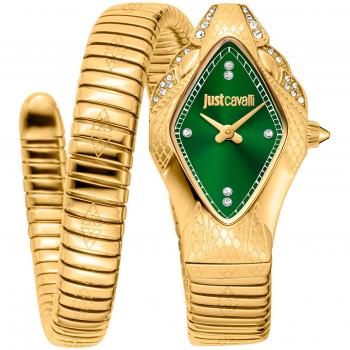 Just Cavalli Ferocious Women's Analog Watch with Yellow Gold Strap and Bottle Green Dial