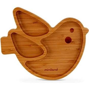 Wooden Plate Chick. Plato BLW de madera de bambú certificada FSC con compartimentos y ventosa.