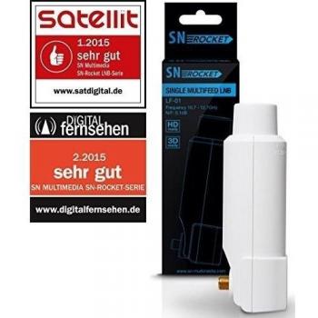 Convertidor de señal satélite LNB SN Rocket LF-01 40 mm Feed 0,1 db Full HD 3D conectores dorados
