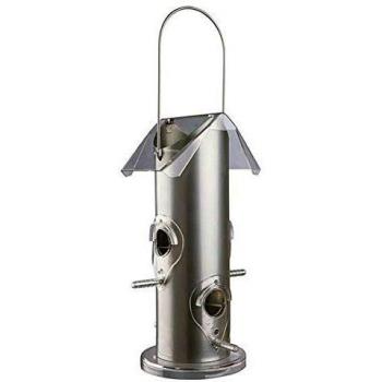 Comedero Metálico para Pájaros Exterior, Capacidad 800 ml, Dimensiones 14 × 25 × 14 cm