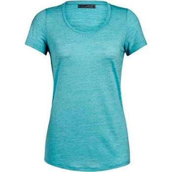 Icebreaker WMNS Sphere Ss Scoop - Camiseta para mujer, Gestreift, Mujer, color azul, tamaño L