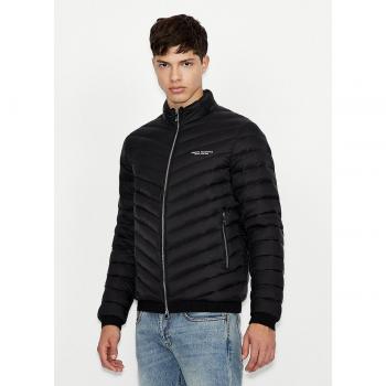 A|X ARMANI EXCHANGE Chaqueta de plumón para hombre - Microfibra, estampado de logotipo
