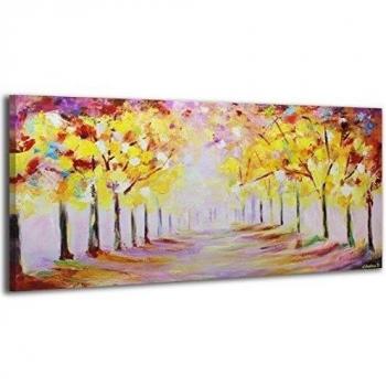100% LABOR A MANO + certificado / Otoño dorado / 115x50 cm / El cuadro dibujado con pinturas acrílicas / cuadros sobre el lienzo con bastidor de madera / cuadro dibujado a mano / montaje cómodo sobre la pared / Arte contemporáneo