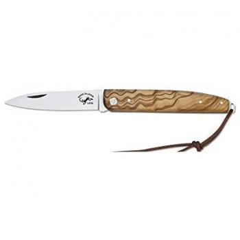Navaja Salamandra 100011 con Cachas de Olivo, Hoja de Acero Inoxidable 1.4116 de 7,5 cm, Total 17,5 cm y Pañuelo Desenfunda -