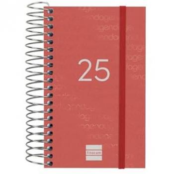 Agenda Espiral Year 2025 Finocam Rojo Catalán 1 Día Página Enero-Diciembre (12 meses)