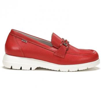 Mocasines de mujer fabricados en piel - Fluchos F1936 Mocasín Plano Rojo