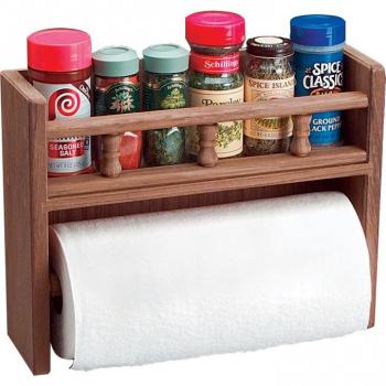 WHITECAP 62446 TEAK PAPER TOWEL HOLDER WITH SPICE RACK
