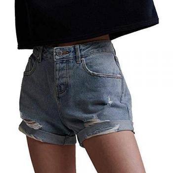 Superdry Mujer Pantalones Cortos de Estilo Boyfriend Steph Índigo Vintage Claro 34