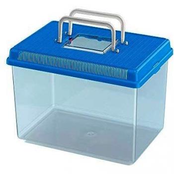 Ferplast Acuario de plástico para Peces Geo Large Tanque de 6 L, Terrario para Insectos y Tortugas, Plástico, Rejillas de ventilación, Asa para el Transporte, 30 x 20 x h 20,3 cm Azul Marino