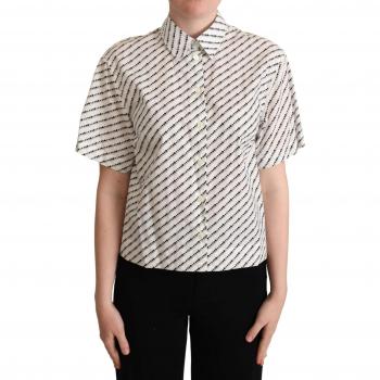 Dolce & Gabbana Elegant Dotted Cotton Polo Top, White, Size: S