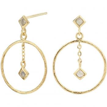 Pendientes aro con piedra lunar gris Itemporality