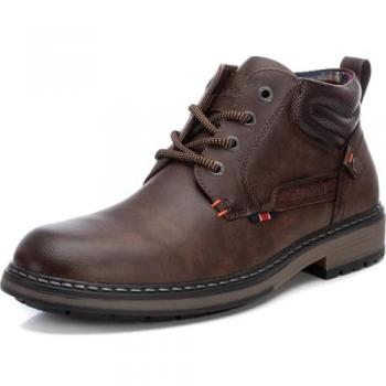 Botín Casual de Hombre Refresh con Cordones y Cremallera Lateral, Color Marrón, Talla 45