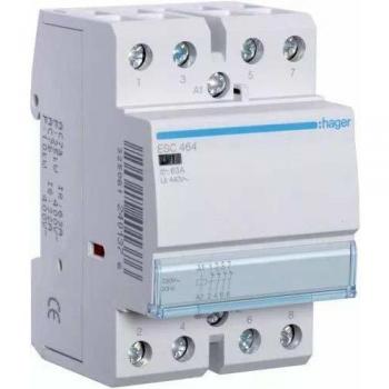 Contactor Modular Hager ESC464, 63A, 4 Polos, 230V