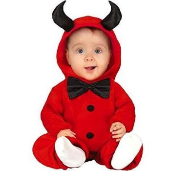 Disfraz de Diablo para Bebé Unisex - Tuta y Cappuccio - Ideal para Halloween, Carnaval y Fiestas - Rojo y Negro (18-24 Meses)