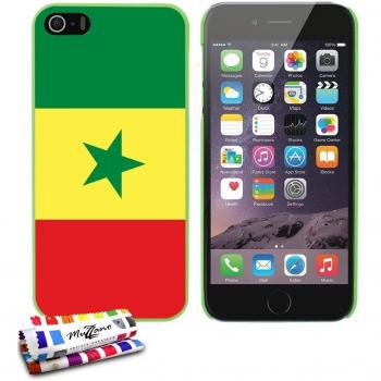 Muzzano Le Pearls-Carcasa rígida, diseño de la bandera de Senegal, incluye lápiz capacitivo y gamuza para iPhone 5S