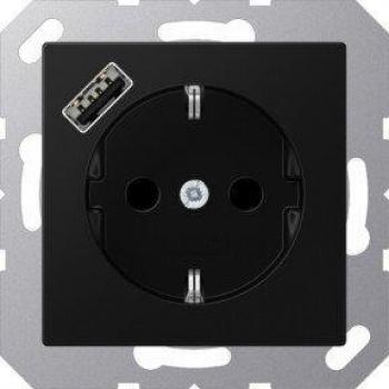 JUNG Graphite Black Matte Schuko Socket Outlet with USB-A A-Range