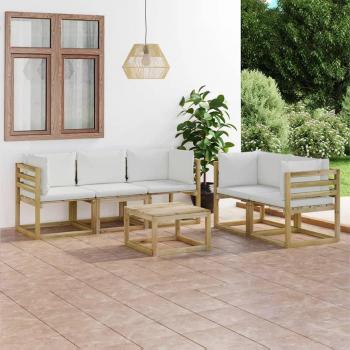 Juego de Muebles de Jardín 6 Piezas con Cojines Crema